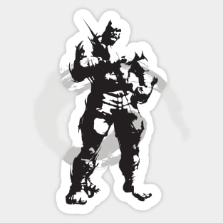 bald fighter character with brush style Sticker